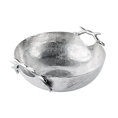 Afbeelding van MichaelNoll schaal gewei decoratieve plaat deco aluminium zilver moderne van metaal tafeldecoratie bruiloft, Kerstmis, kerstdecoratie XL 47 cm