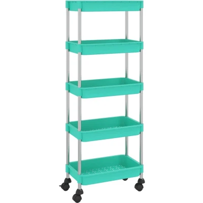 Afbeelding van vidaXL Keukentrolley 5 laags 42x29x128 cm ijzer en ABS turquoise