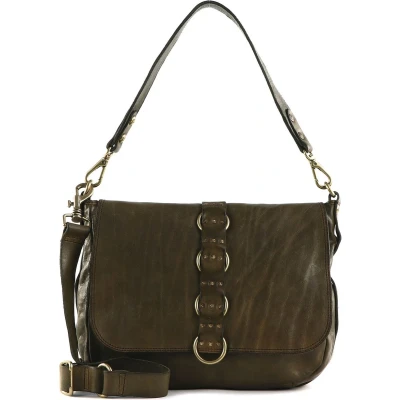 Afbeelding van CAMPOMAGGI Leren Schoudertas Shoulder Bag Verde Militare Olijfgroen