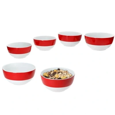 Afbeelding van MamboCat Variant Rode schaal 14,3 cm, 450 ml, gekleurde porseleinen kom voor 6 personen, schaaltjes salade, muesli, chips enz. I kleurrijk servies ontbijt, lunch en avondbrood