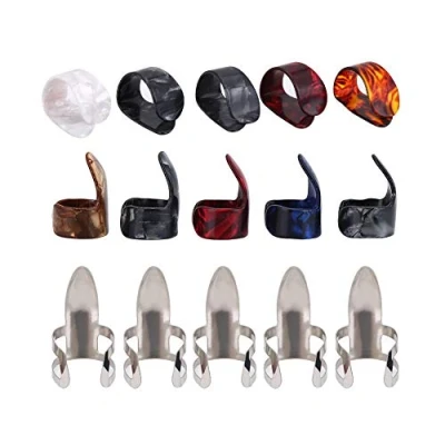 Afbeelding van Guitar Finger Picks, 15Pcs DIY Thumb Forefinger Picks Protector Replacement Accessory with Storage Box for Instrument