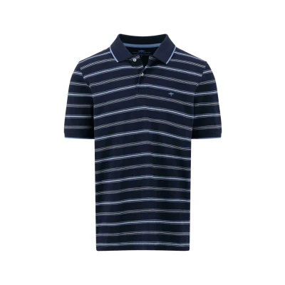 Afbeelding van Fynch Hatton Stripe Poloshirt, Heren, Maat: 4XL, Navy