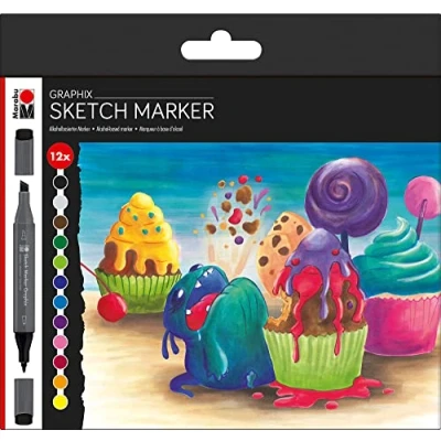 Afbeelding van Marabu Sketch Marker Graphix &quot;SUGARHOLIC&quot;, doos met 12