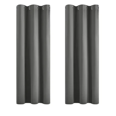 Afbeelding van Deconovo Gordijnen Verduisterend, Lichtgrijs, Gordijn Warmte isoleerd voor Slaapkamer Woonkamer met Ringen, 107x138 cm (B x H), 2 stuks