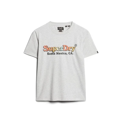 Afbeelding van Superdry Rainbow LOGO Tshirt print, Dames, Maat: 38, Glacier grey marl