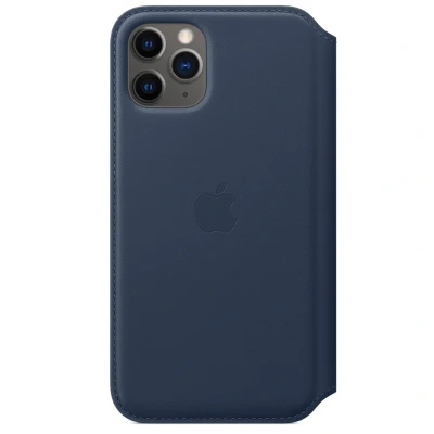 Afbeelding van Origineel Apple iPhone 11 Pro Hoesje Echt leder Bookcase Donkerblauw Telefoonhoesje