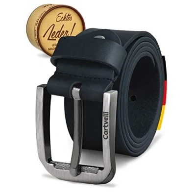 Afbeelding van Cartvelli Premium leren riem heren Made in Germany met geschenkdoos echt lederen 40 mm, marineblauw, 105