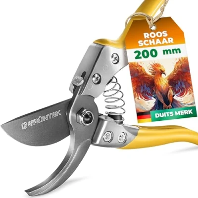 Afbeelding van GRÜNTEK PHOENIX Ergonomische Bypass Snoeischaar Teflon Gecoate Bloemenschaar &amp; Takkenschaar 50mm Bladlengte Duurzaam Aluminium Tuingereedschap voor Linkshandig Rechtshandig Tuinieren