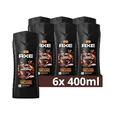 Afbeelding van 6x Axe Douchegel 3in1 (voor lichaam,gezicht,haar) Dark Temptation 400ml