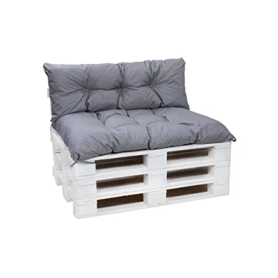 Afbeelding van Setgarden® Palletkussenset, kussens voor tuinmeubelen, outdoor rug en zitkussen, tuinzitkussen, vele kleuren maten (lichtgrijs, set 120 x 60 zitkussen + 40 rugkussen)