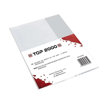 Afbeelding van 5 pack schrift / boek hoezen DIN A5, transparant, generfd, recyclebaar polypropyleen 0,09 mm extra sterk TOP 2000