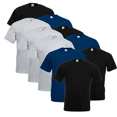 Afbeelding van Fruit of the Loom T shirt, voor heren (per 10 stuks verpakt), 4 zwart/3 navyblauw/3 grijs., L