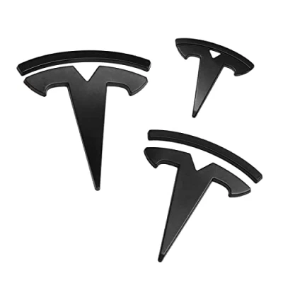 Afbeelding van Stuurwiel/Front/Kofferbak/Achterklep Logo Stickers Voor Tesla Model Y/3 Mat Zwart Embleem Accessoires (3 Stks/set),3