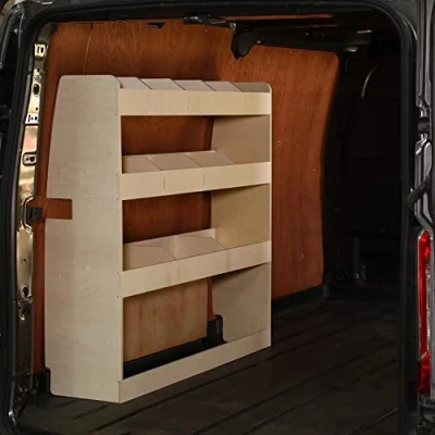 Afbeelding van VANIFY Gemaakt voor de FORD TRANSIT CUSTOM L2 (LWB) 2012+ bedrijfswageninrichting bestelbus stellingkast, bestuurderszijde bestelwagenrekken (achter)