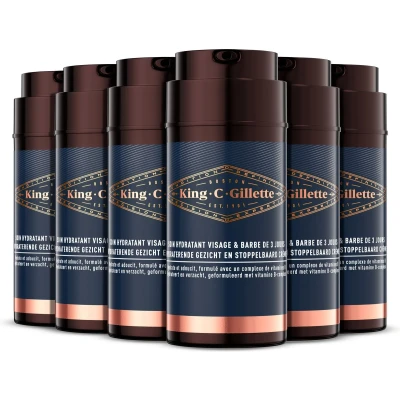 Afbeelding van 6x King C. Gillette Hydraterende Gezicht en Stoppelbaard Crème 100 ml