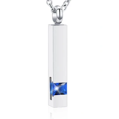 Afbeelding van Luxe Ashanger Met Ketting Assieraad Zilverkleurig Blauwe Steen As Gedenksieraad Urn Incl. vuller