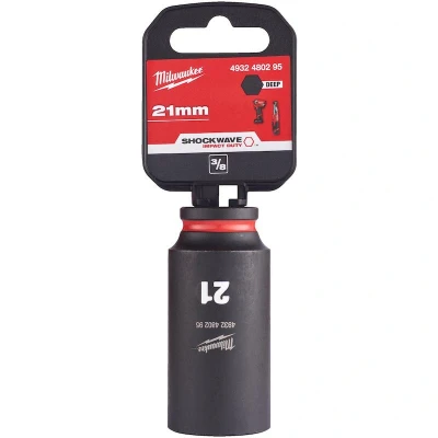 Afbeelding van Milwaukee Accessoires SHOCKWAVE Slagdop 3/8&quot; diep 21mm 1 stuk 4932480295