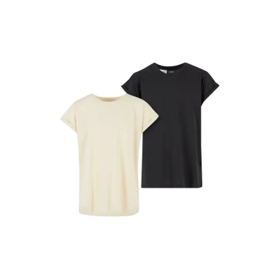 Afbeelding van Urban Classics Extended Shoulder TEE 2PACK Tshirt basic voor kinderen, Maat: 158/164, Whitesand black