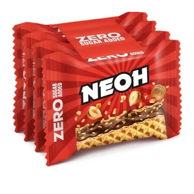 Afbeelding van NEOH Hazelnoot notenwafels, 1 g suiker, 95 kcal, 21 g, keto vriendelijk, koolhydraatarm, rijk aan vezels, het nieuwe alternatief voor traditionele snoep, verpakking van 4 stuks