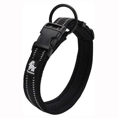 Afbeelding van TRUE LOVE Truelove Hondentrainingshalsband TLC5011 Reflecterende Premium Gesp Nylon Singelband Huisdier Halsbanden, Hoogwaardige Webbing Geen Choke Basic Halsbanden Nu Beschikbaar (XL, Zwart)
