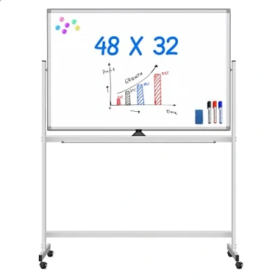 Afbeelding van Mobiel Wit Board 1200mm x 800mm, Groot Rolling Whiteboard Dubbelzijdig 120 80 cm, Flipchart