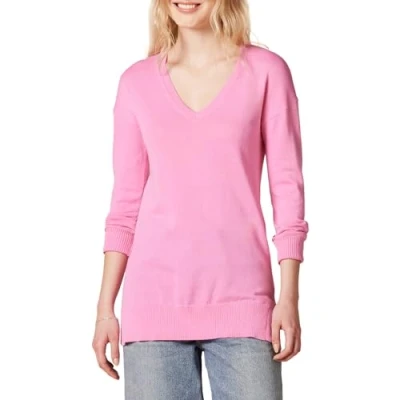Afbeelding van Amazon Essentials Dames Lichtgewicht tuniektrui met lange mouwen en V hals (verkrijgbaar in grote maten), Roze P, L
