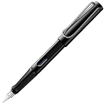 Afbeelding van LAMY safari black Vulpen met ergonomische greep &amp; gepolijst stalen penpunt in maat M ideaal voor schrijven en kalligrafie inclusief T 10 blauwschrijvend patroon Rechtshandig