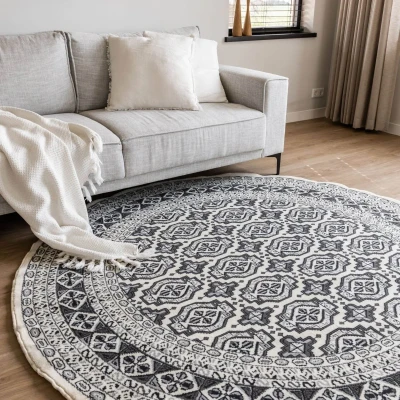 Afbeelding van Rond vintage vloerkleed Marad grijs/antraciet Interieur05