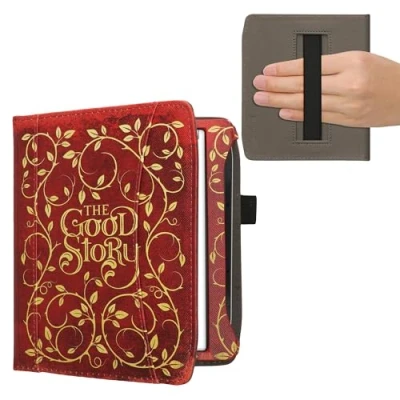 Afbeelding van kwmobile flip cover compatibel met Pocketbook Era/Era Color Hoes handgreep en voorvak voor e reader Book case in geel/oranje/rood Sprookjesboek