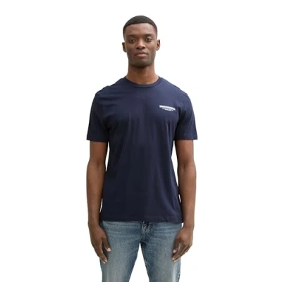Afbeelding van TOM Tailor Denim Printed Tshirt print, Heren, Maat: Large, Nautical navy