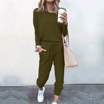 Afbeelding van Huispak dames, Joggingpak dames Hamptons, Kleur Navy Groen. Maat L.