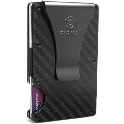 Afbeelding van PIRNA Minimalistische Carbon Fiber Portemonnee Pasjeshouder voor Heren RFID blokkerende Card Wallet met Geldvakje Koolstofvezel