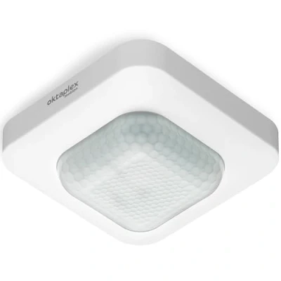 Afbeelding van Oktaplex Leo bewegingsmelder binnen 360 10 m bereik 230V opbouw bewegingssensor LED geschikt wit