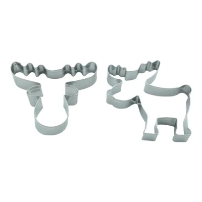 Afbeelding van BekkiB Set van 2 uitsteekvormen &#039;&#039;eland&#039;&#039; eland en elandkop ca. 6,5 cm lang Vaatwasmachinebestendige roestvrij staal Voor het bakken koekjes 8805492