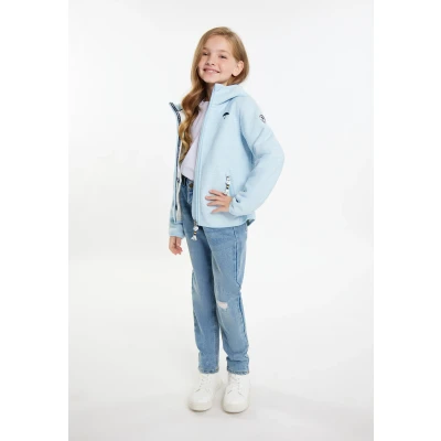 Afbeelding van Schmuddelwedda MIT Teddy Fleecejas voor kinderen, Maat: 134, Eisblau melange