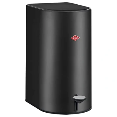Afbeelding van Wesco Step Boy vuilnisemmer met poedercoating, hoogwaardig plaatstaal in de kleur mat zwart, inhoud van 9 liter, voettrede
