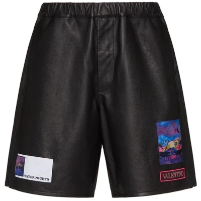 Afbeelding van Leather Elasticated Waist Shorts with Side Pockets and Patch Details