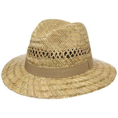 Afbeelding van Lipodo Classic Traveller Strohoed Heren Made in Italy zomer hoed strand met ripsband voor Lente/Zomer XL (60 61 cm) naturel