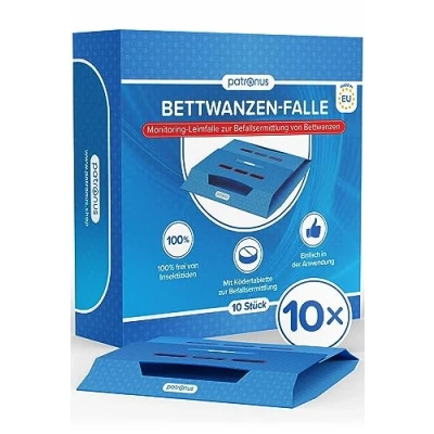 Afbeelding van Bedwantsval, 10 stuks, bedwantvallen voor de detectie van besmetting bedwantsbestrijding, monitoringkleefval incl. lokaas met sterk lokmiddel; monitoringsysteem, gemaakt in EU