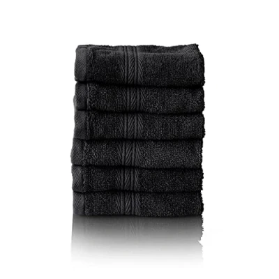 Afbeelding van Glart Premium badstoffen handdoekenset, kleur: ZWART, 2 gezichtsdoekjes van 30 x cm