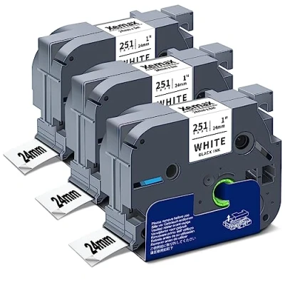 Afbeelding van 3x XemaX Label Tapes Compatibel voor Brother P touch Etikettenband 24mm x 8m TZe 251 Etiketteren Zwart op Wit Ptouch Etiketteerder PT P750W D600 E500 E550W H500 P710BT P900 P950W
