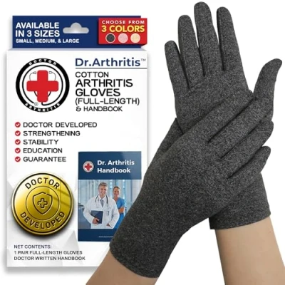 Afbeelding van Medische compressie handbrace voor artritis handschoenen met gesloten vingers, uniseks, Raynaud&#039;s, doktersgids (Grijs, L)