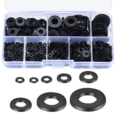 Afbeelding van 500 stuks kunststof sluitringen, platte afstandshulzen, nylon afstandhouders, afdichting, rond assortiment kit voor schroef M2/M2.5/M3/M4/M5/M6/M8/M10