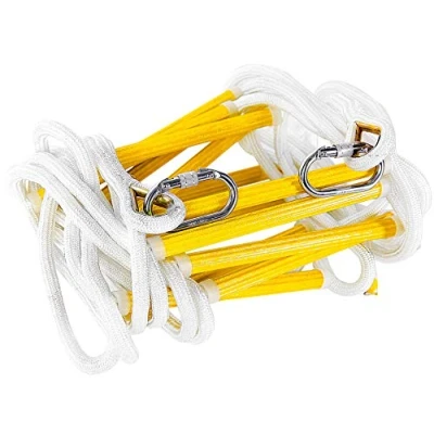 Afbeelding van Brandontsnapping touwladder 7,5 m noodladder met veerhaken Multifunctionele evacuatieladder