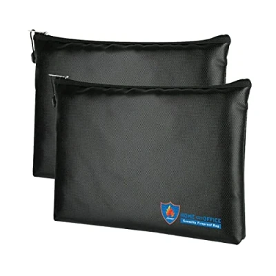 Afbeelding van Vuurvaste tassen, 29 x 20 cm, waterdichte vuurbestendige tas, kluis, vuurvast bankbiljetten, grote capaciteit, aktetas voor documenten, geld, paspoort, bankbestand en contant 2 stuks