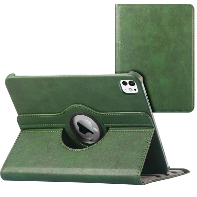 Afbeelding van iPad Pro 13 (2024) M4 Hoes: iMoshion 360 Draaibare Bookcase Groen Kunstleder Tablet Hoezen