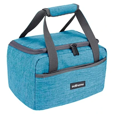 Afbeelding van Edihome, Koeltas, lunchtas, 8 liter, thermo lunchbox, geïsoleerd, voor lunch, werk, camping of reizen, draagbaar, blauw, beige grijs (Beige)