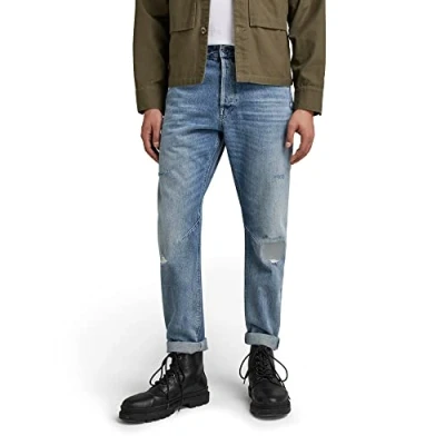 Afbeelding van G Star Raw Jeans heren A Staq Tapered , Blauw (Sun Faded Air Force Blue Destroyed C967 c948) 34W / 34L
