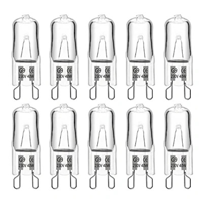 Afbeelding van SCNNC Halogeenlamp G9, 40 W, 230 V, 480 lm, 2700 K, warmwit, dimbaar, G9 capsulelampen, voor kroonluchters, landschapslampen, wandlampen, kastverlichting, 10 stuks