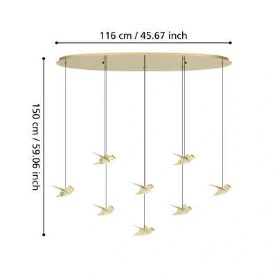 Afbeelding van Stars of Light 8 lichts hanglamp Paratebueno 2 messing 390397
